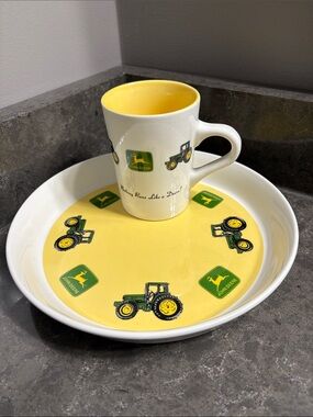John Deere Mug and Snack Plate Set. Marketed by Gibson Housewares.